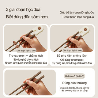 Youkebei Đũa Tập Ăn Gỗ Cho Bé Trên 12 Tháng – Đũa Tập Ăn Cơm, Có Thể Điều Chỉnh, An Toàn Và Tiện Lợi