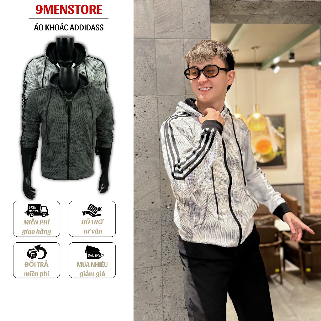 Áo Khoác Addidass Xám Chuột Thiết Kế 3 Sọc Thể Thao Boy Phố Vải UMI Hàn Thoáng Mát 02