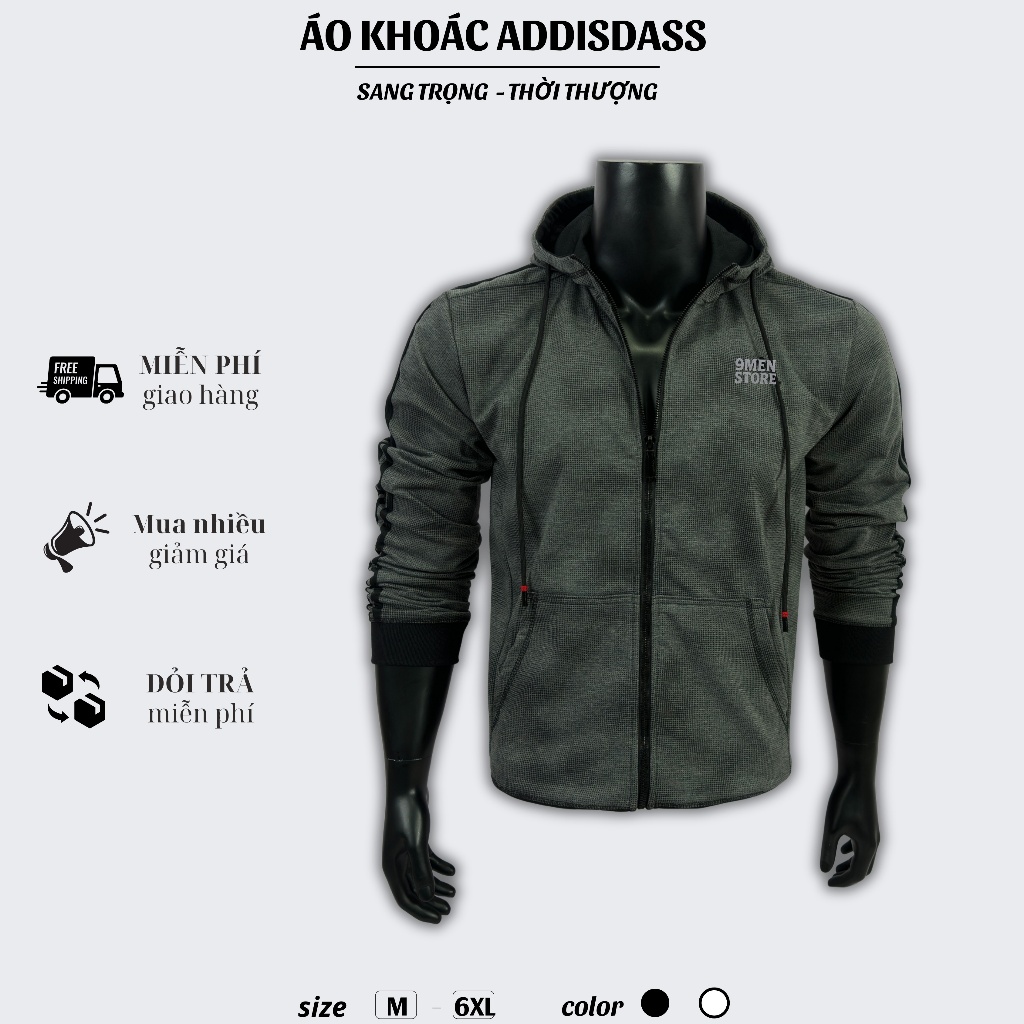 Áo Khoác Addidass Xám Chuột Thiết Kế 3 Sọc Thể Thao Boy Phố Vải UMI Hàn Thoáng Mát 02