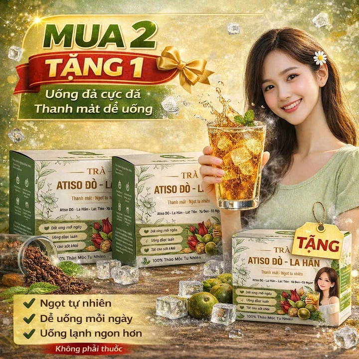 Trà Atiso Đỏ La Hán Quả Thảo Mộc Tự Nhiên - Trà Thanh Nhiệt Giải Độc Gan, Giảm Nóng Trong, Hỗ Trợ Ngủ Ngon ( 45 Túi Lọc)