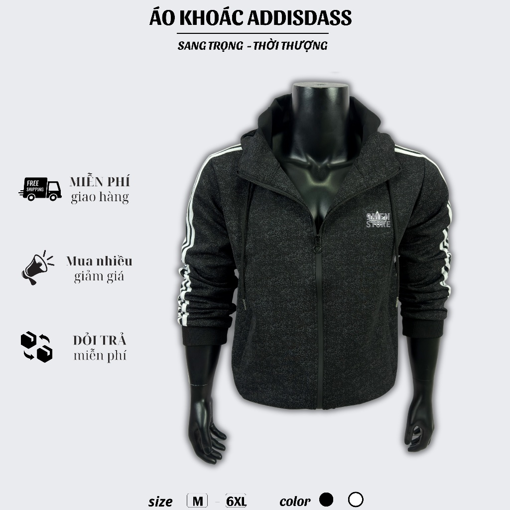 Áo Khoác Nam Addidass Thiết Kế 3 Sọc Thể Thao Boy Phố Form Unisex Vải UMI Cao Cấp 003