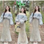 Set váy dài, set nàng thơ Váy Ren hoa đuôi cá 2 lớp + áo Voan phối ren trễ vai phụ kiện hoa trà