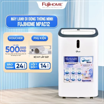 Máy lạnh di động đứng 12.000BTU FUJIHOME, điều hoà di động đứng 4 chức năng làm lạnh, hút ẩm, quạt mát, điều khiển wifi
