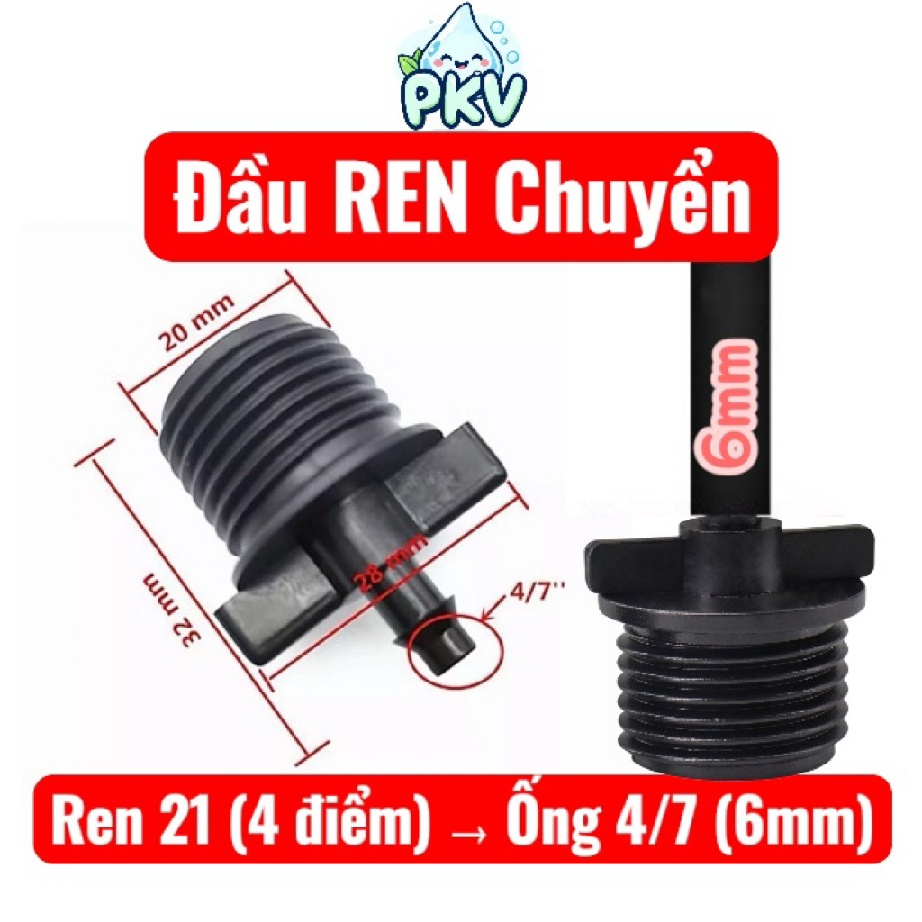 [Giá Rẻ] Combo 10 Đầu Ren 21 Ra 4/7 Có Móc Gài / 6mm / 7.5mm – Nối Ống Hoặc Gắn Béc Phun Sương