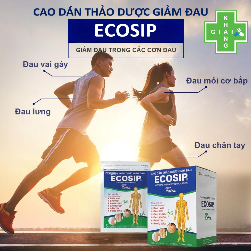 Cao dán nóng thảo dược giúp giảm đau nhức Ecosip (Túi 5 miếng)