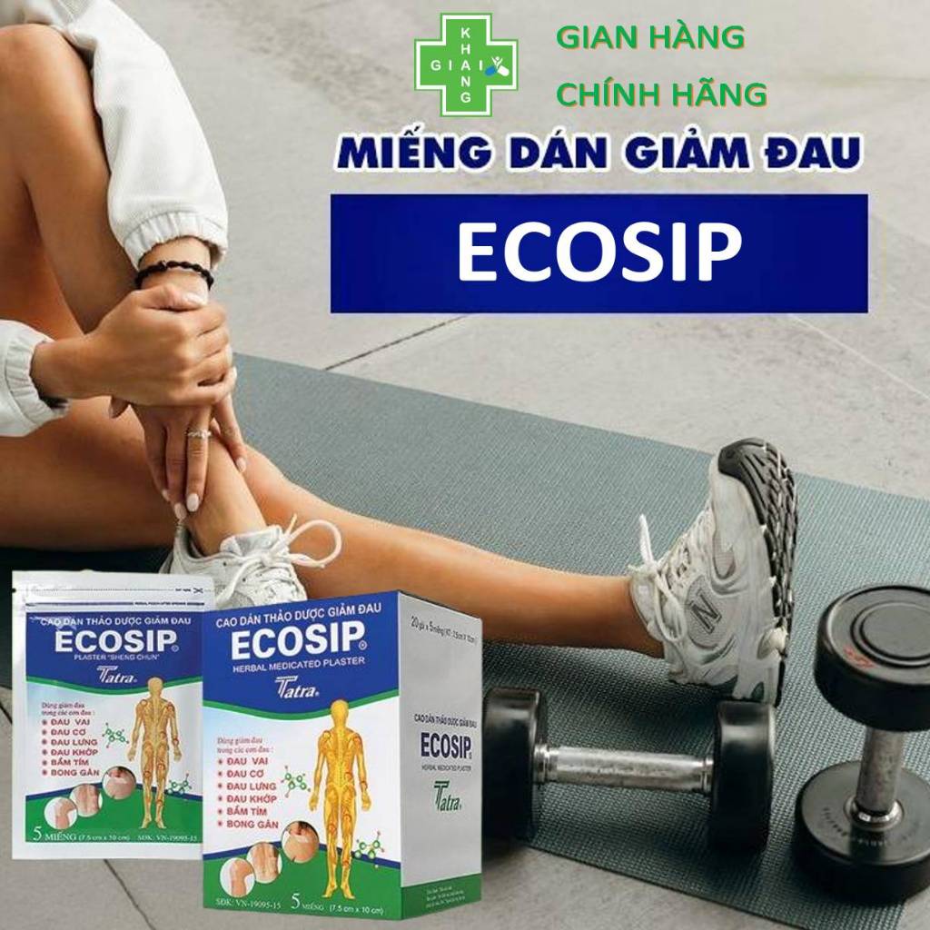 Cao dán nóng thảo dược giúp giảm đau nhức Ecosip (Túi 5 miếng)