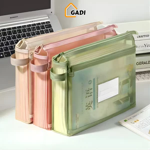 Túi Lưới Trong Suốt A4 Đựng Tài Liệu Chống Nước Có Khóa Kéo, Thiết Kế 2 Ngăn Sức Chứa Lớn Tiện Lợi Đi Học Thêm