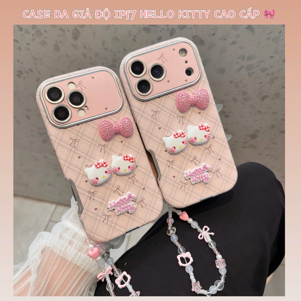 Ốp Iphone Giả 17Promax Mèo Hello Kitty Nơ Đá Bling| Nắng Case