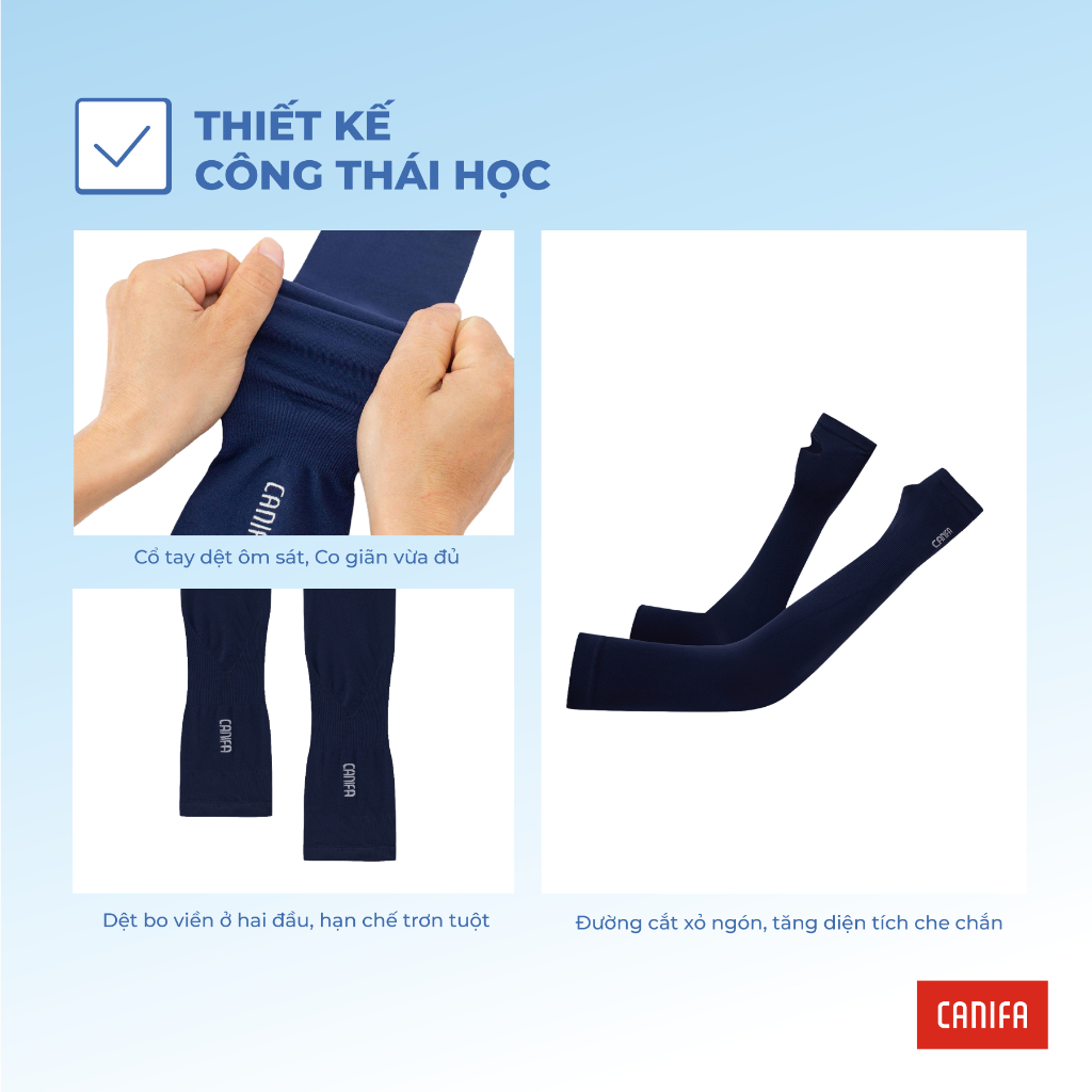Găng tay chống nắng unisex người lớn CANIFA chất liệu co giãn ôm tay chống tia UV PS26 5AV26S001