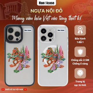 Ốp lưng điện thoại Han icase cho iPhone 12 13 14 15 16 17 Chống sốc, ố vàng hình in Ngựa Nội Đỏ