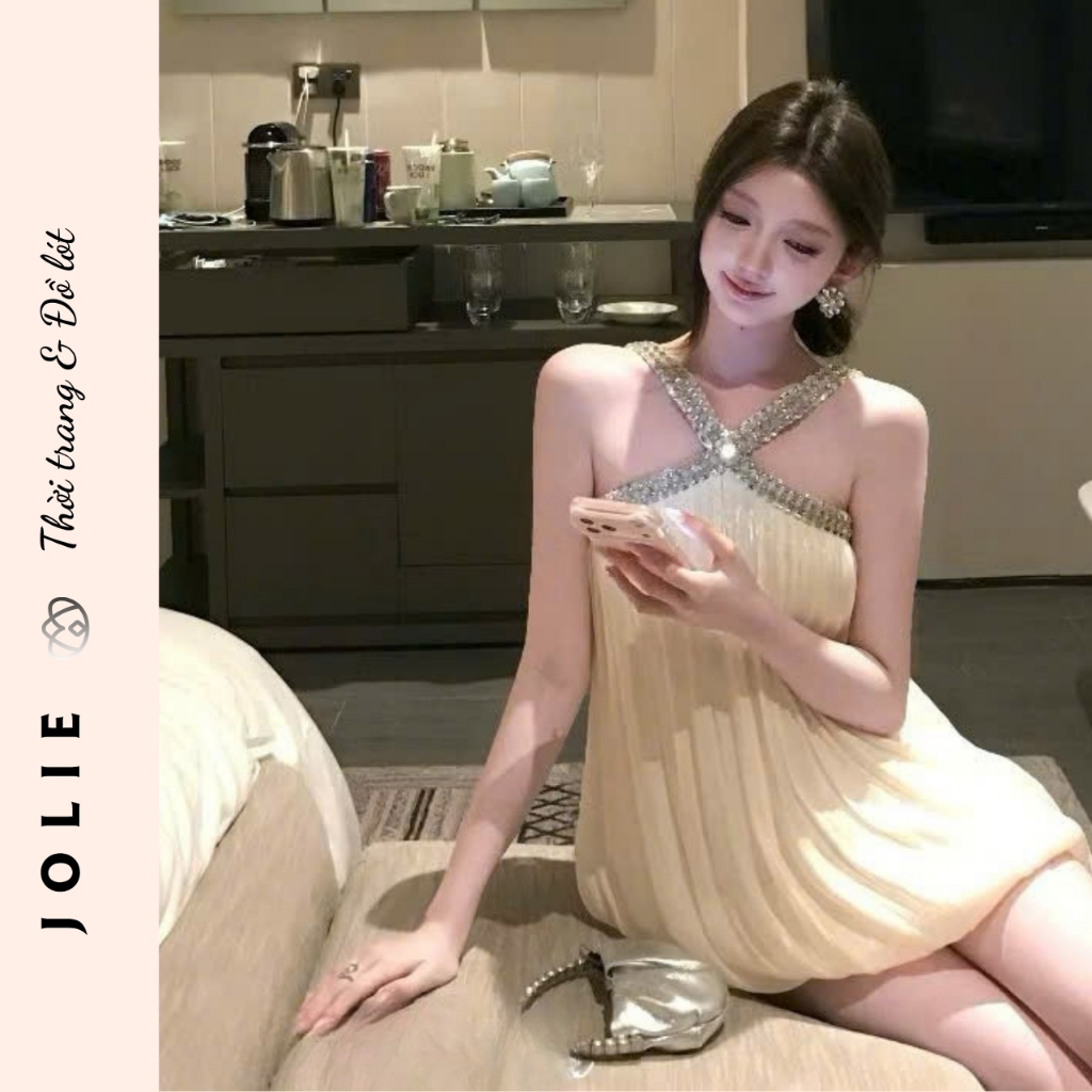 áy yếm dáng suông dập ly đính đá sang trọng