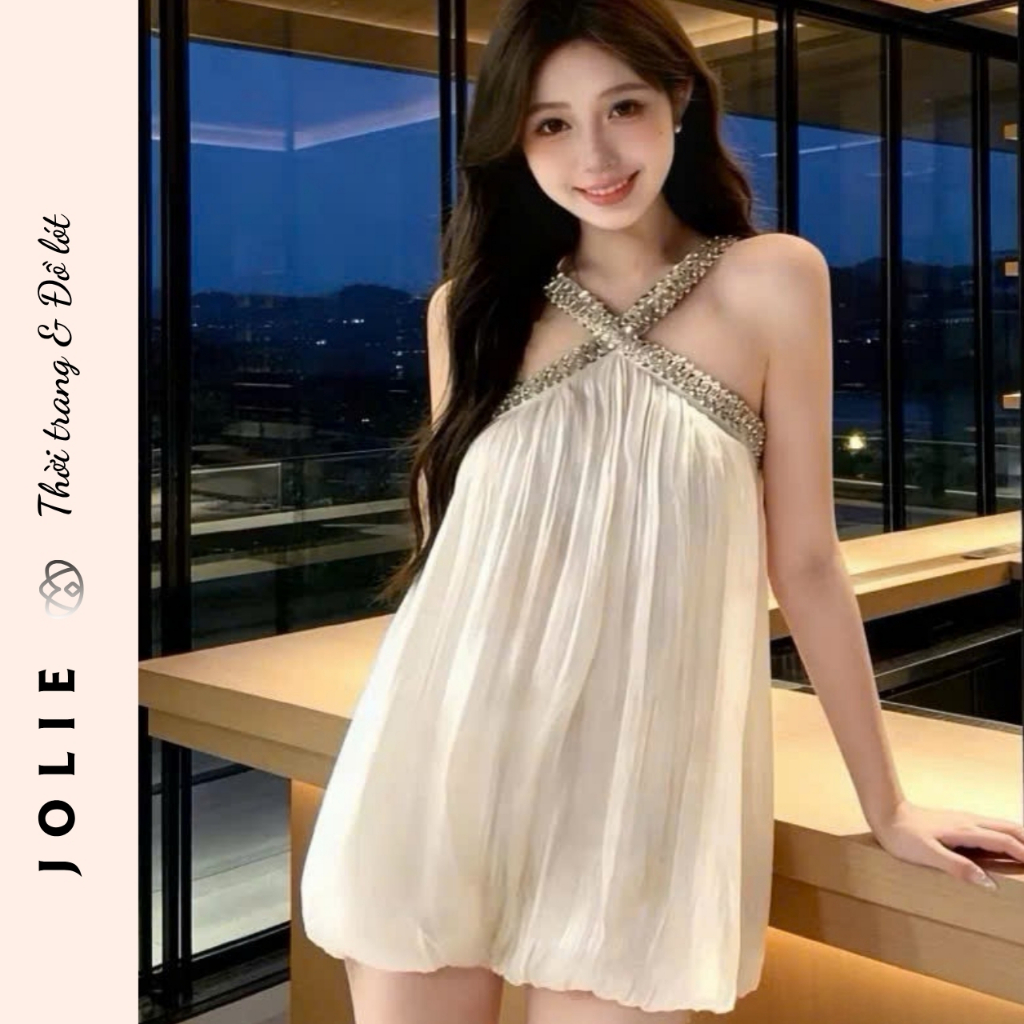 áy yếm dáng suông dập ly đính đá sang trọng