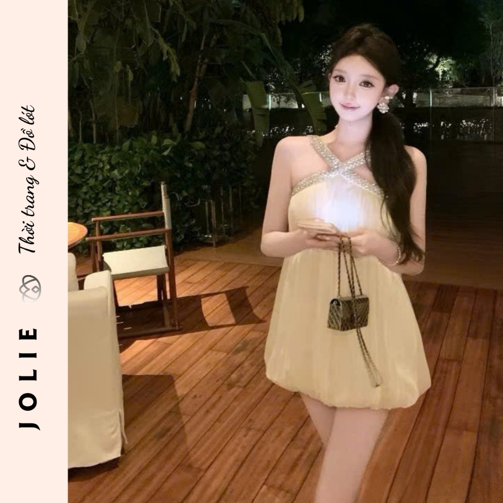 áy yếm dáng suông dập ly đính đá sang trọng