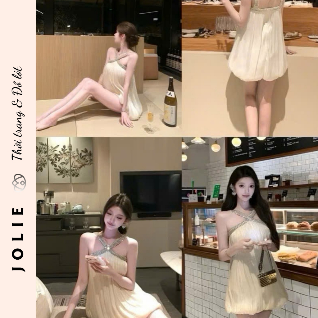 áy yếm dáng suông dập ly đính đá sang trọng