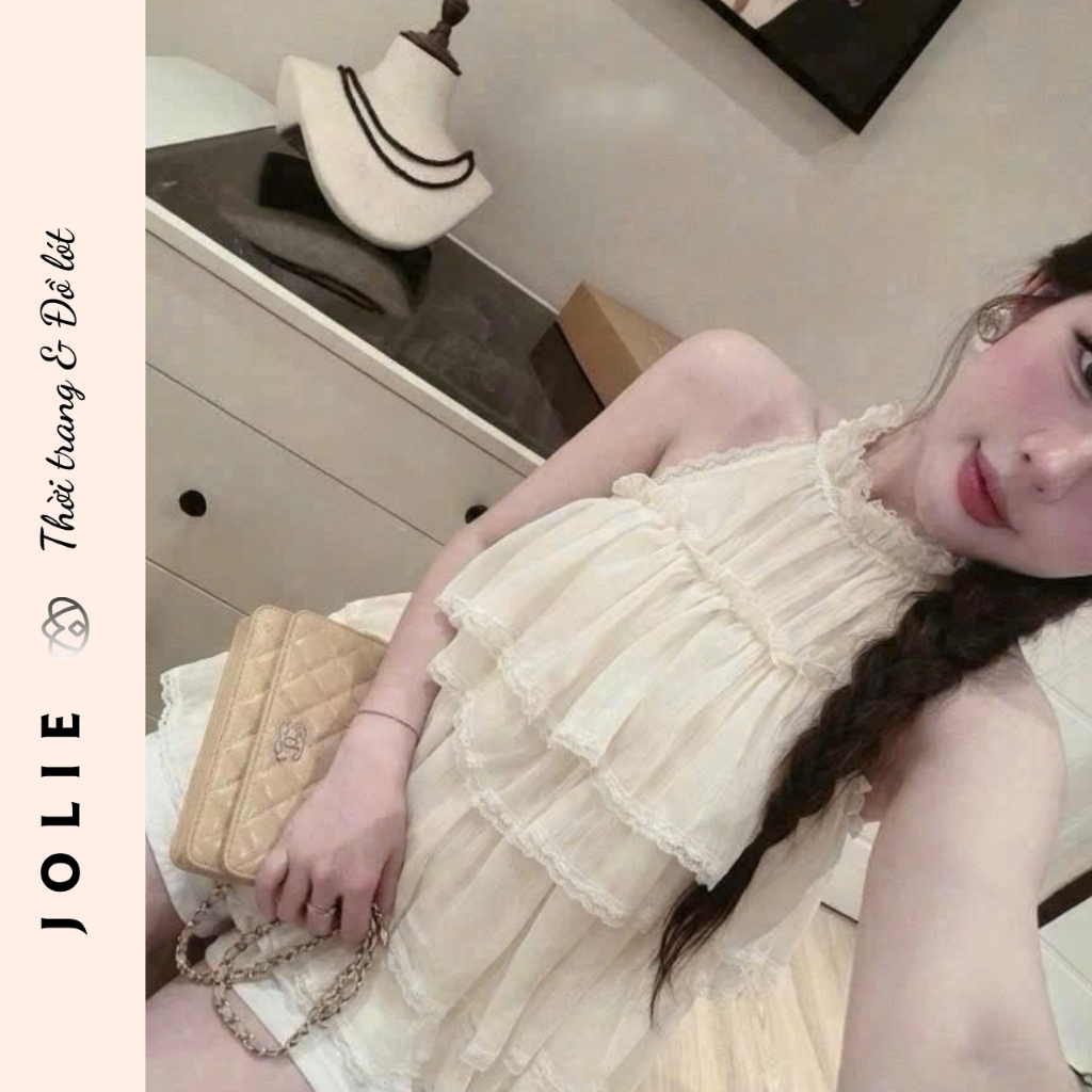Áo yếm tầng phối ren dáng xòe tiểu thư - Jolie