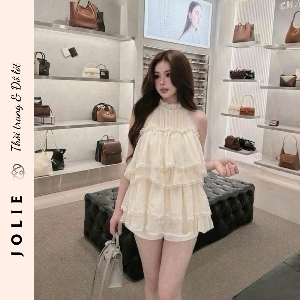 Áo yếm tầng phối ren dáng xòe tiểu thư - Jolie