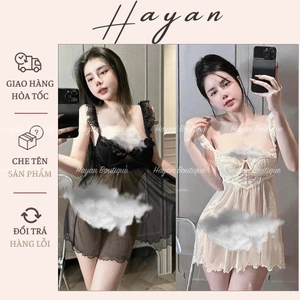 HT50 Váy ngủ sexy ren xuyên thấu cúp v1 có GỌNG tôn dáng, đồ ngủ ren mềm mại gợi cảm HT50