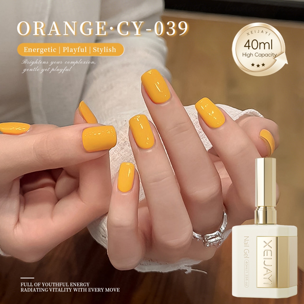 XEIJAYI 40ml - Sơn móng tay dạng gel màu vàng cam, bền màu và phù hợp với mọi tông da.