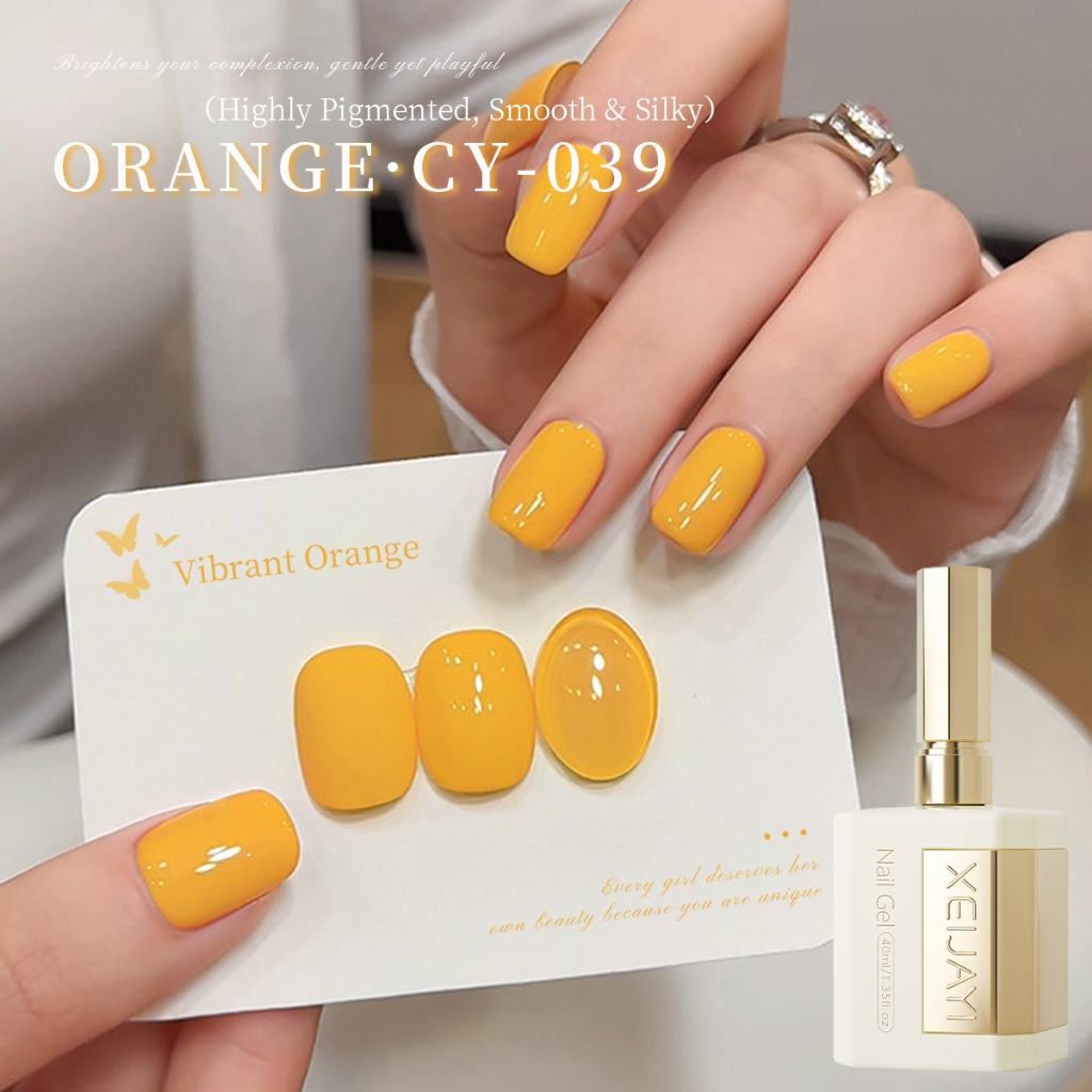 XEIJAYI 40ml - Sơn móng tay dạng gel màu vàng cam, bền màu và phù hợp với mọi tông da.