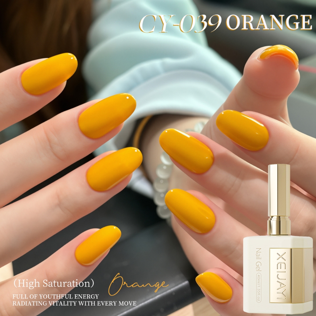 XEIJAYI 40ml - Sơn móng tay Vitality Orange Gel, dung tích lớn và bền màu, phù hợp cho tiệm nail và sử dụng tại nhà.