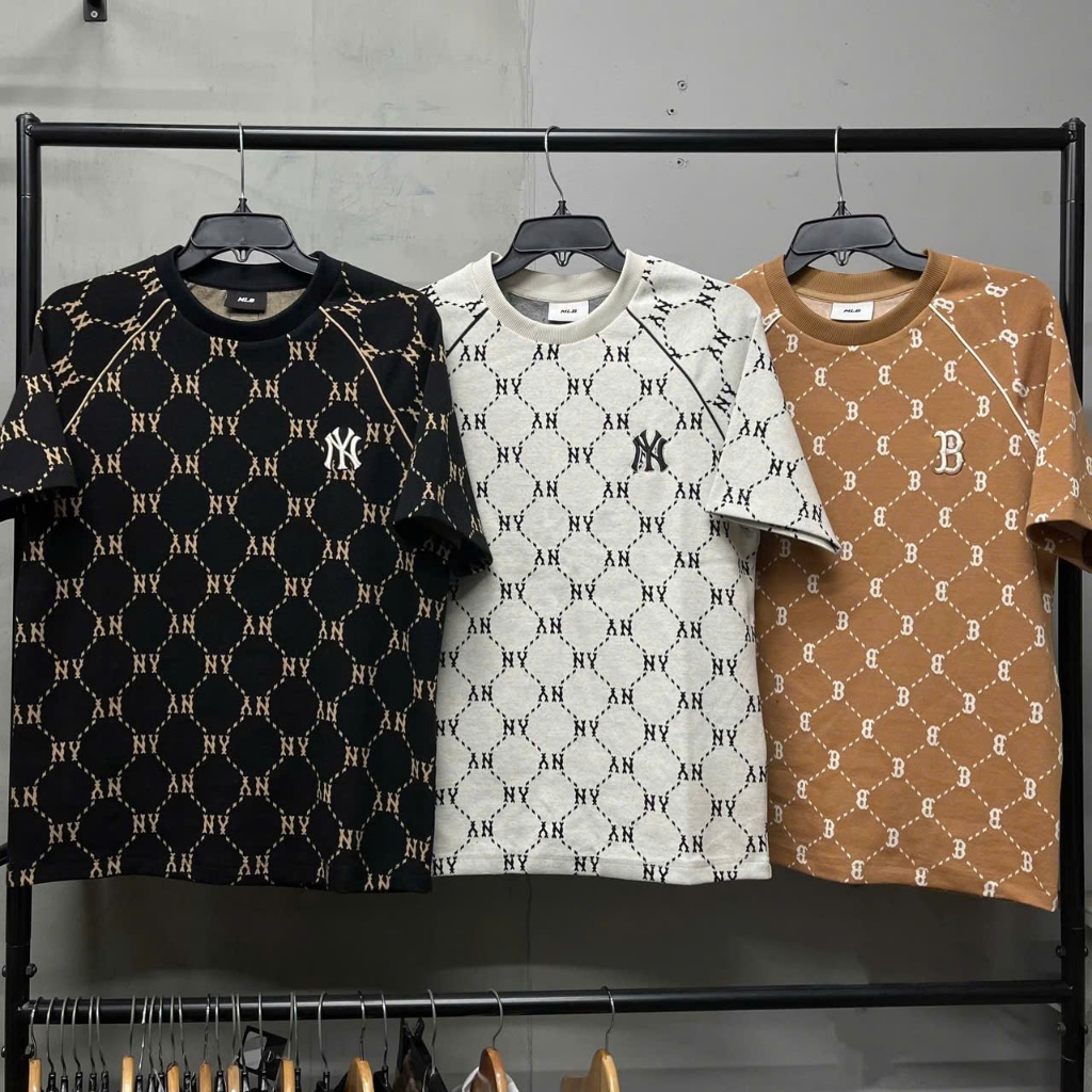 [Xả kho thanh lý] Áo thun unisex cổ tròn MLB Jacquard Dia Monogram Đen chính hãng - 3ATSM0144-50BKS