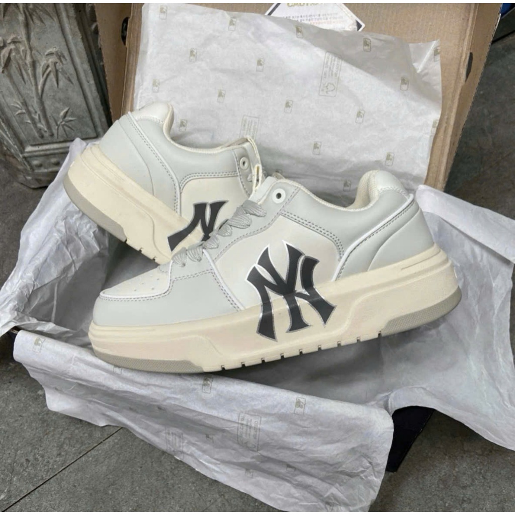 [Chính hãng] Giày MLB Chunky Liner Low New York Yankees Gray Beige - 3ASXCLB3N-50CRS