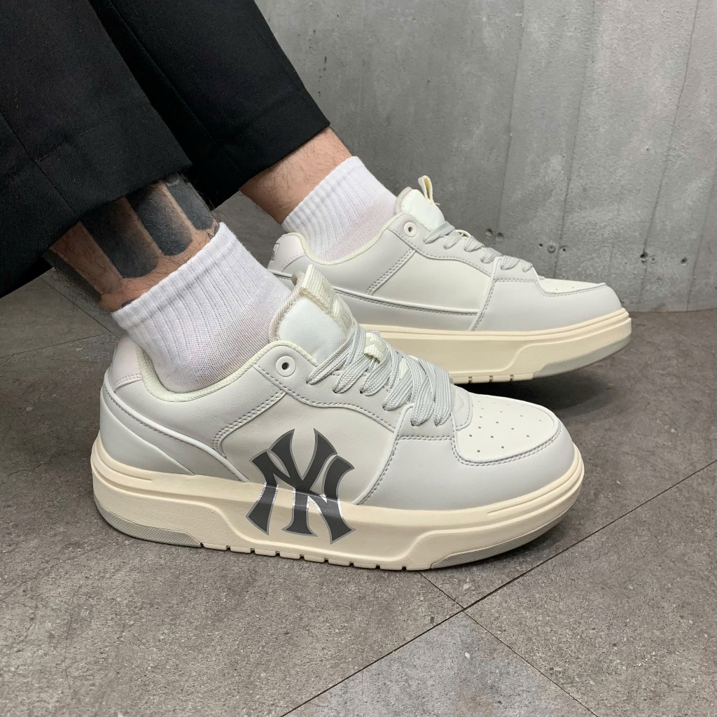 [Chính hãng] Giày MLB Chunky Liner Low New York Yankees Gray Beige - 3ASXCLB3N-50CRS