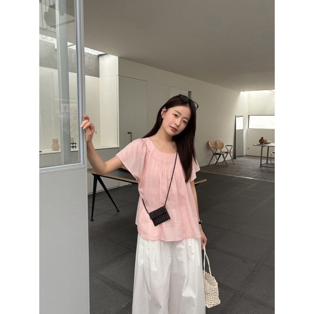 Áo baby doll cộc tay cổ xếp li Onni st