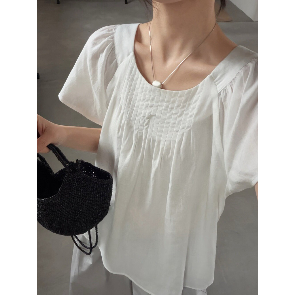 Áo baby doll cộc tay cổ xếp li Onni st