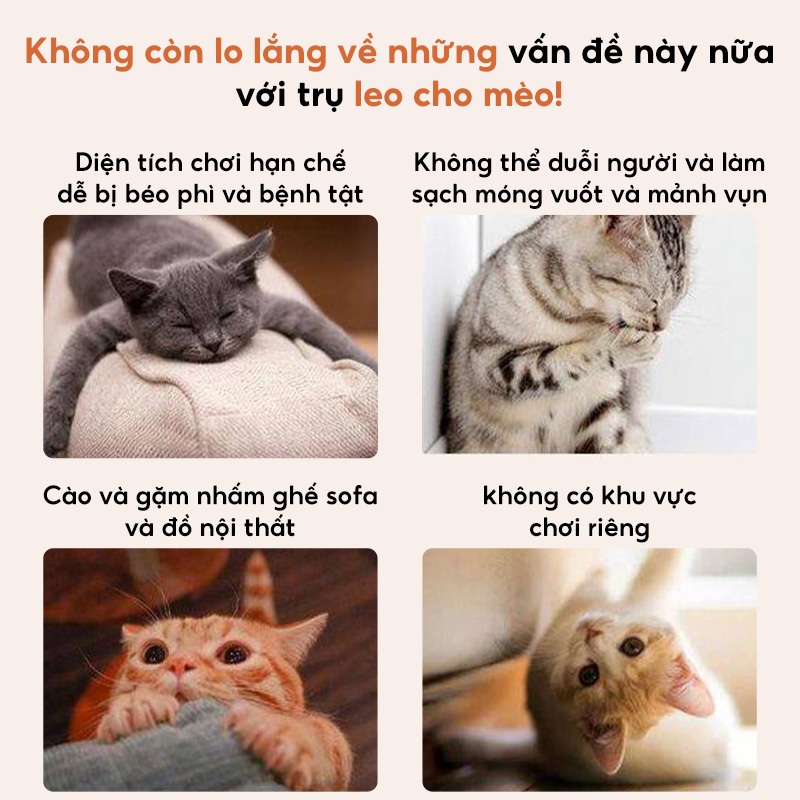 Khung leo trèo cho mèo, giường cho mèo, cây leo cho mèo, dễ lắp ráp, phù hợp cho 1-2 con mèo.