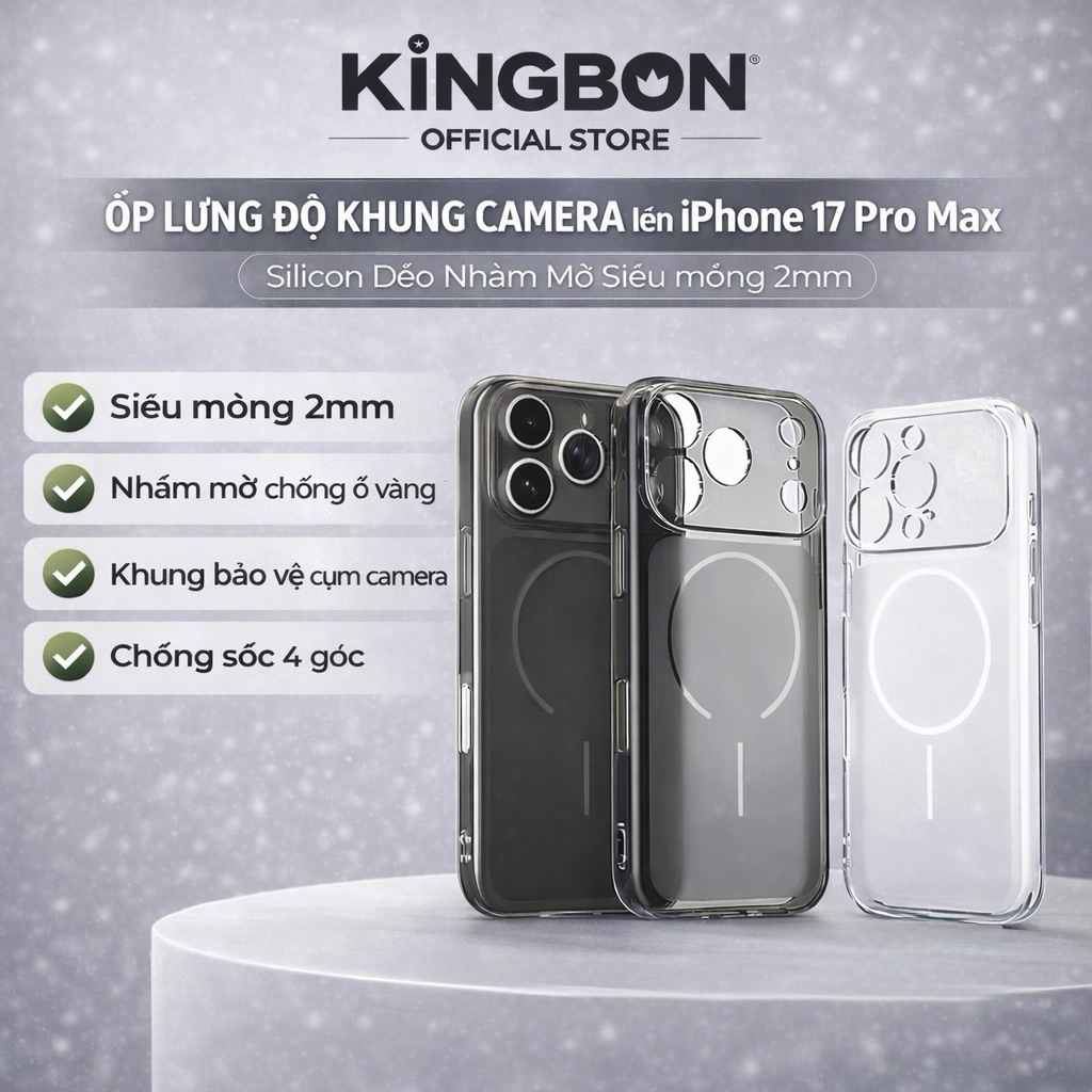 Ốp Lưng Độ Khung Camera lên iPhone 17Pro Max Silicon Dẻo Nhám Mờ Siêu mỏng 2mm cho iPhone ĐỦ Mã