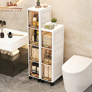 STON Tủ Đựng Đồ Dùng Bếp Tủ Đựng Gia Vị Tủ Khe Hẹp Có Bánh Xe Tận Dụng Không Gian Bếp Năng Cửa Lật Trong Suốt