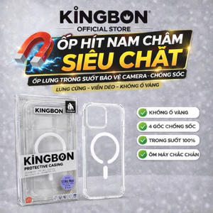 ỐP Lưng iPhone KiNGBON Hỗ Trợ SẠc Không dây Lưng Cứng Viền Dẻo cho 12 Đến 17 Pro Max