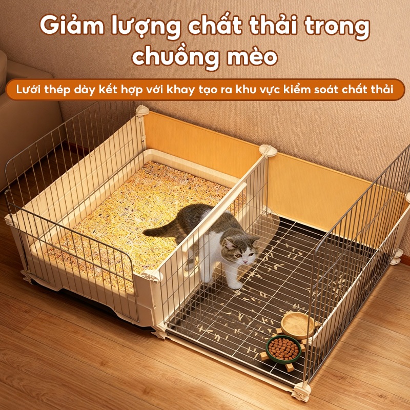 Lồng mèo nhiều tầng, lồng mèo gấp gọn, lồng mèo bằng nhựa có ngăn chứa đồ, cho mèo ngủ và chơi.