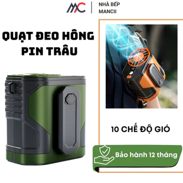 Quạt đeo hông, Quạt đeo thắt lưng, quạt cầm tay 10 cấp độ gió, Pin Cực Trâu, có sạc lại tiện lợi