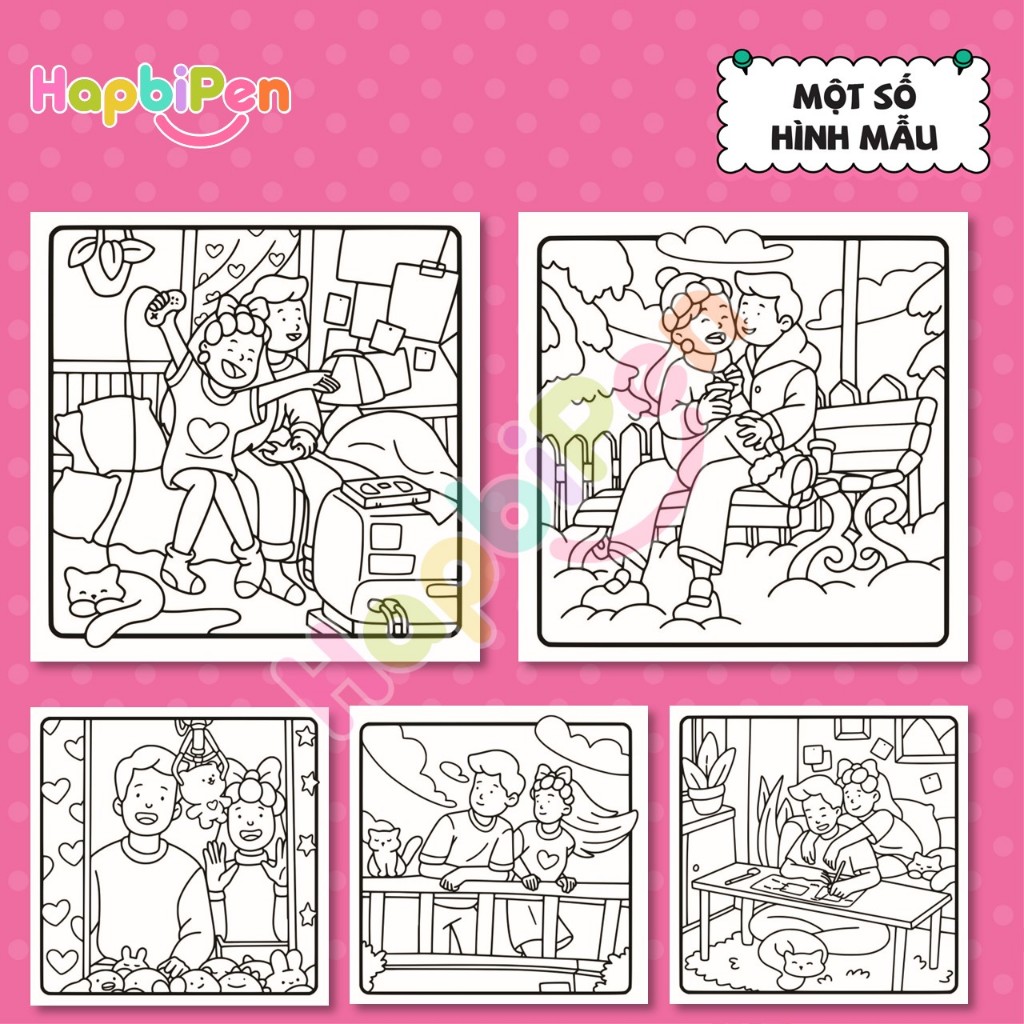 Tranh tô màu Cozy thư giãn với 41 trang nét vẽ bold line cho bé với chủ đề Couple Life Vol 07