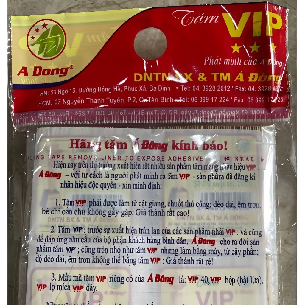 1 vỉ*40 gói tăm VIP Á Đông