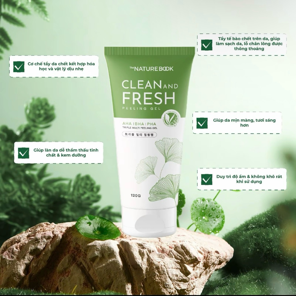 Gel Tẩy Da Dưỡng Ẩm Sáng Da Chiết Xuất Từ Rau Má The Nature Book Nhập Khẩu Chính Hãng Hàn Quốc 150g