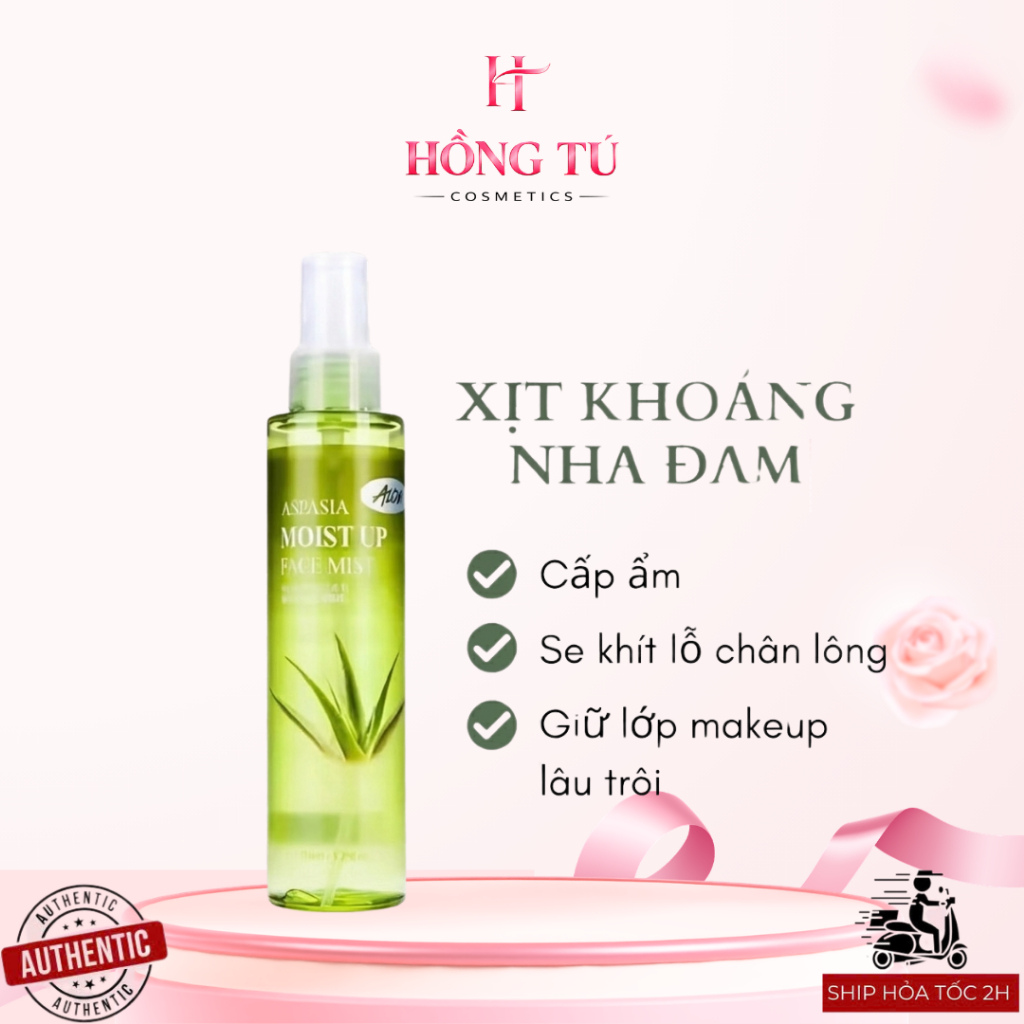 Xịt khoáng Aspasia Moist Up Face Mist Aloe 150ml – xịt khoáng làm dịu cân bằng độ pH và cấp ẩm