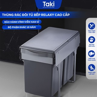 Thùng Rác Tủ Bếp RELAXY CAO CẤP , 2 Ngăn Khoang 20 Lít, Ray Giảm Chấn- Bảo Hành 10 Năm - Có Thợ Lắp