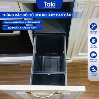 Thùng Rác Tủ Bếp RELAXY CAO CẤP , 2 Ngăn Khoang 20 Lít, Ray Giảm Chấn- Bảo Hành 10 Năm - Có Thợ Lắp