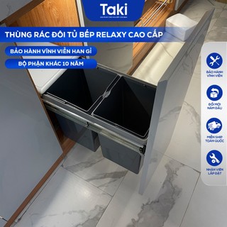 Thùng Rác Tủ Bếp RELAXY CAO CẤP , 2 Ngăn Khoang 20 Lít, Ray Giảm Chấn- Bảo Hành 10 Năm - Có Thợ Lắp
