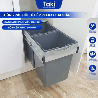 Thùng Rác Tủ Bếp RELAXY CAO CẤP , 2 Ngăn Khoang 20 Lít, Ray Giảm Chấn- Bảo Hành 10 Năm - Có Thợ Lắp