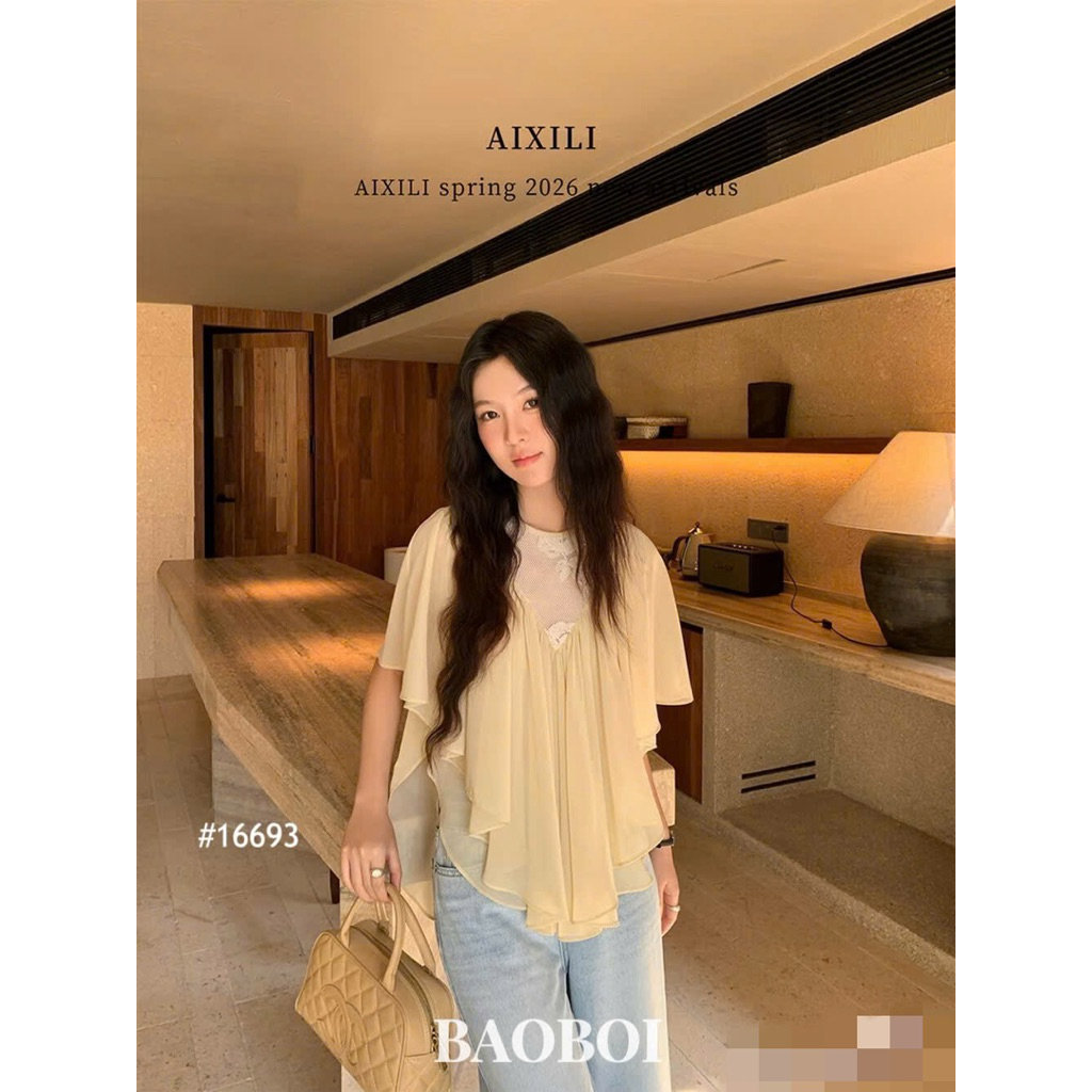 Áo voan blouse vintage lên dáng mix match siuu thơ hot hit