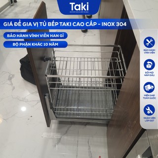 Giá Để Gia Vị Tủ Bếp TAKI CAO CẤP, INOX 304, Ray Âm Giảm Chấn, Bảo Hành Vĩnh Viễn, Có Thợ Lắp
