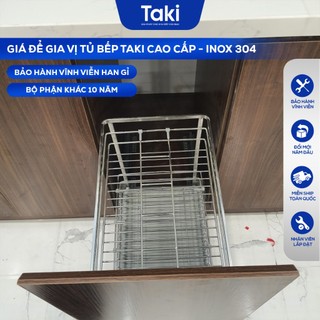 Giá Để Gia Vị Tủ Bếp TAKI CAO CẤP, INOX 304, Ray Âm Giảm Chấn, Bảo Hành Vĩnh Viễn, Có Thợ Lắp