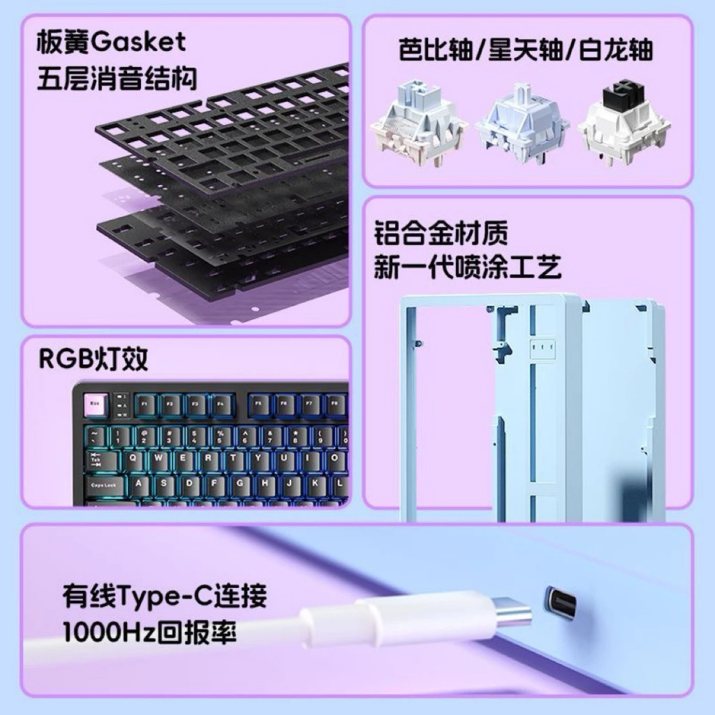 Bàn phím cơ 98% Leobog HI98C Pro Nhôm CNC RGB 3 Mode Hotswap Pin 8000mAh