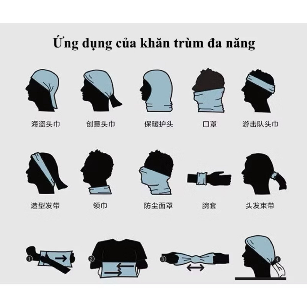 Khăn trùm đầu ninja thun màu đen chống nắng che kín cổ, vải thun co giãn thấm hút thoáng khí phù hợp lái xe đi phượt