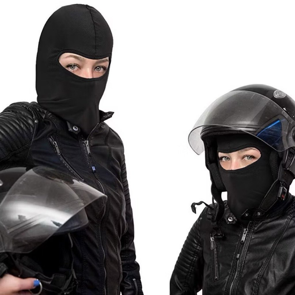 Khăn trùm đầu ninja thun màu đen chống nắng che kín cổ, vải thun co giãn thấm hút thoáng khí phù hợp lái xe đi phượt