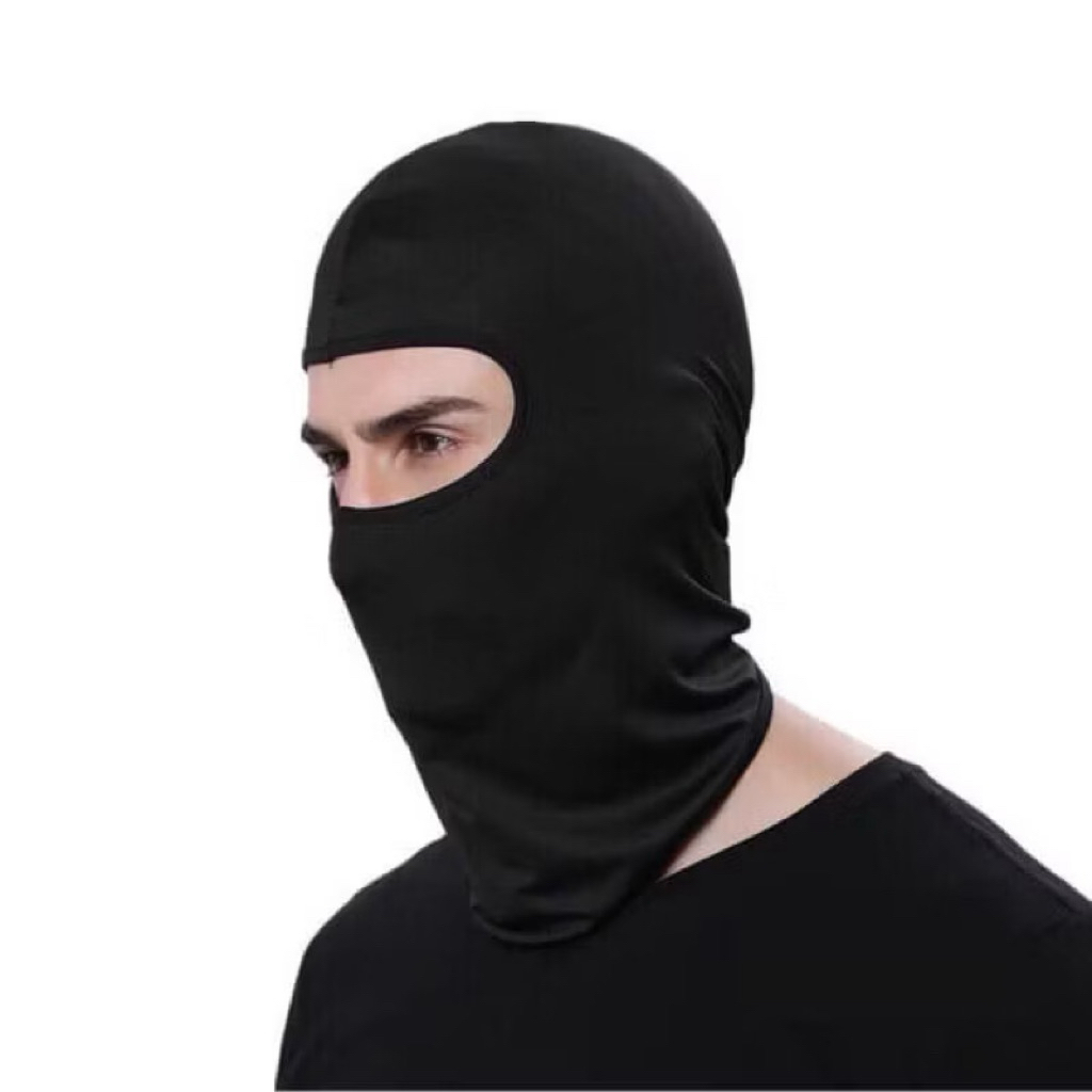 Khăn trùm đầu ninja thun màu đen chống nắng che kín cổ, vải thun co giãn thấm hút thoáng khí phù hợp lái xe đi phượt